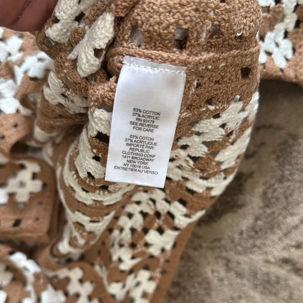 Brown and White Crochet Sweater